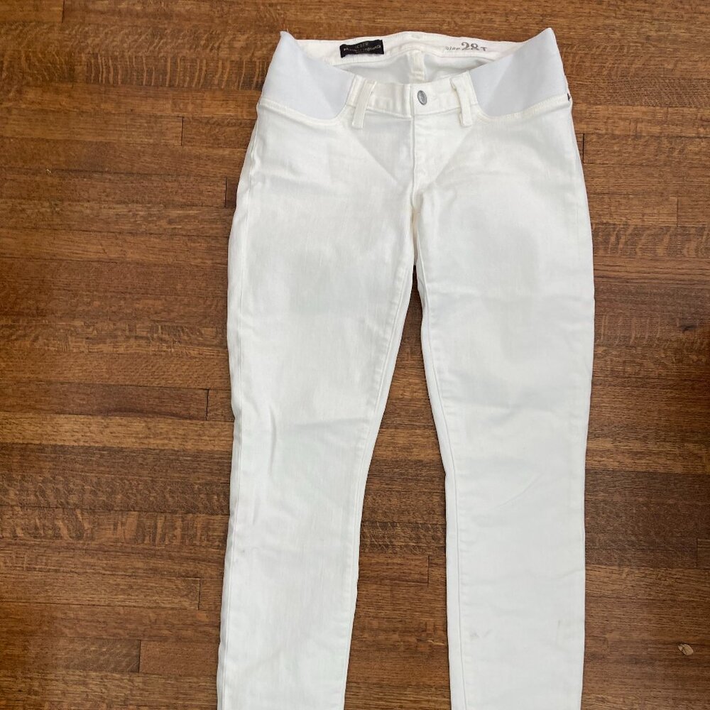 J. Crew Maternity Toothpick White Jeans Size 28T
